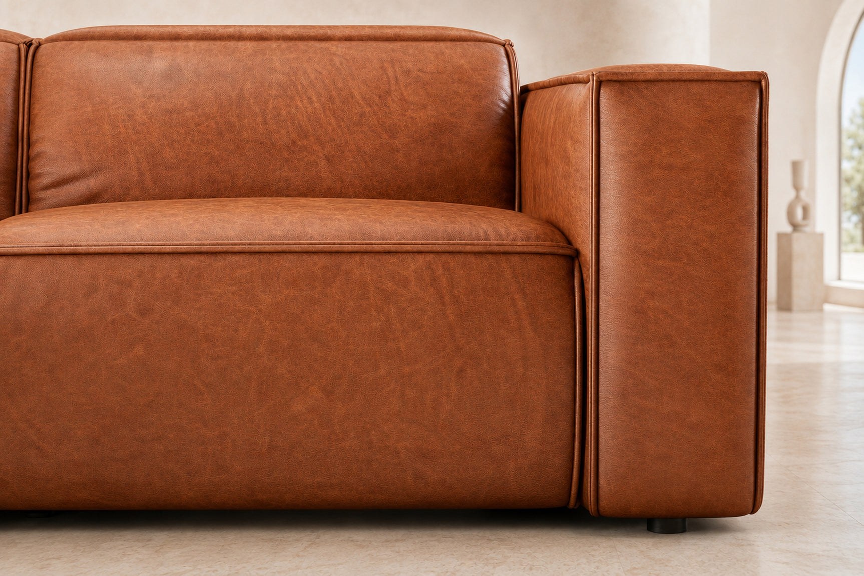 Emery Distressed Italian Aniline Leather Dual Recliner Sofa