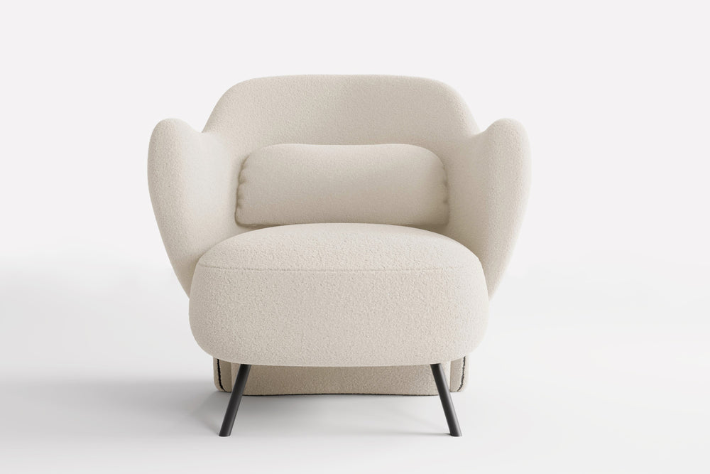 Valencia Erica Boucle Fabric Accent Chair, Cream Color