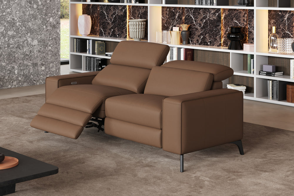 Valencia Esther Top Grain Leather Loveseat Sofa, Brown