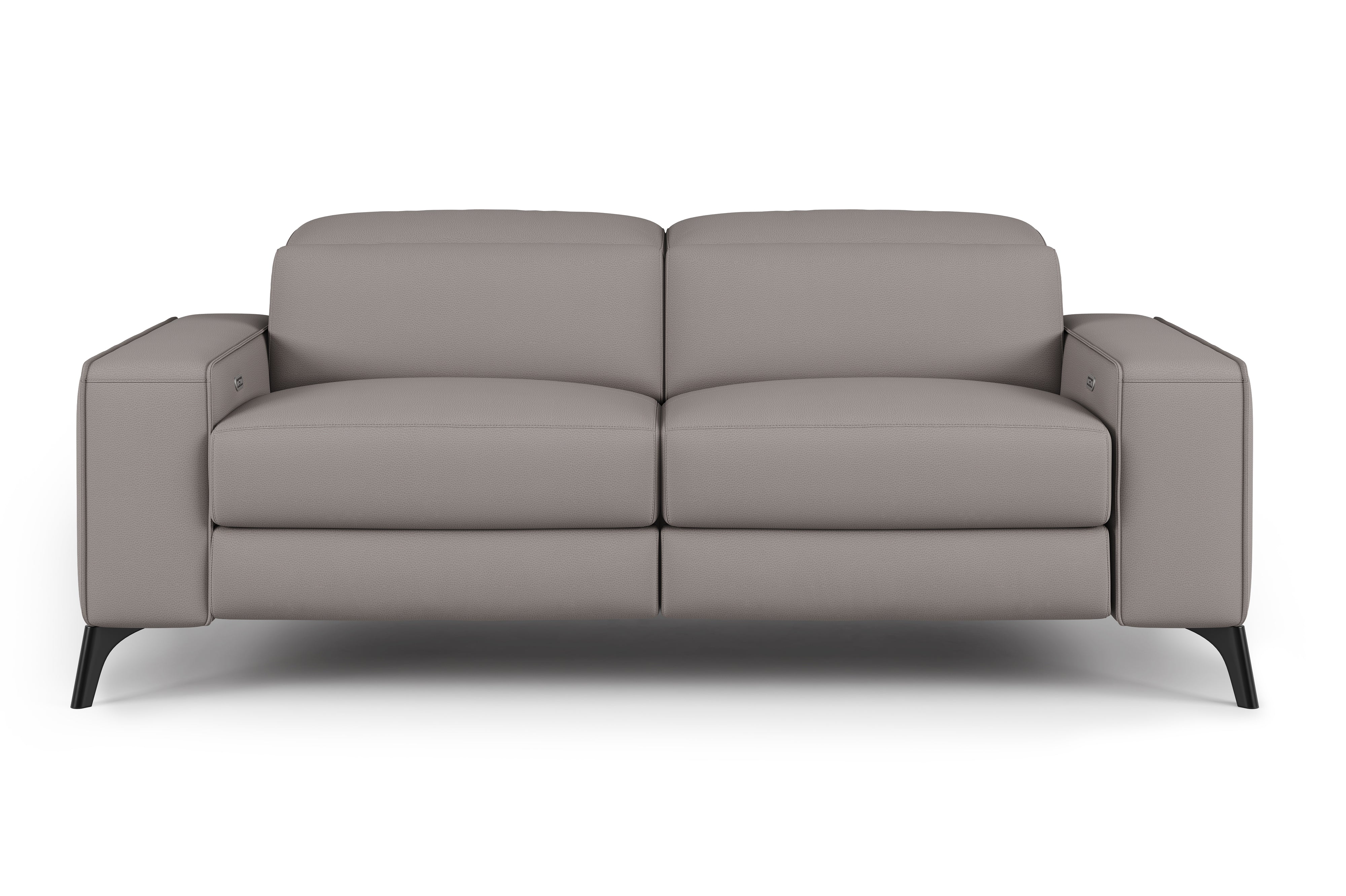 Valencia Esther Top Grain Leather Loveseat Sofa, Light Grey