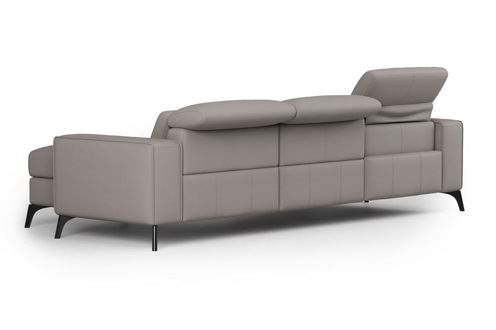 Valencia Esther Top Grain Leather Sofa, Three Seats with Right Chaise, Light Grey