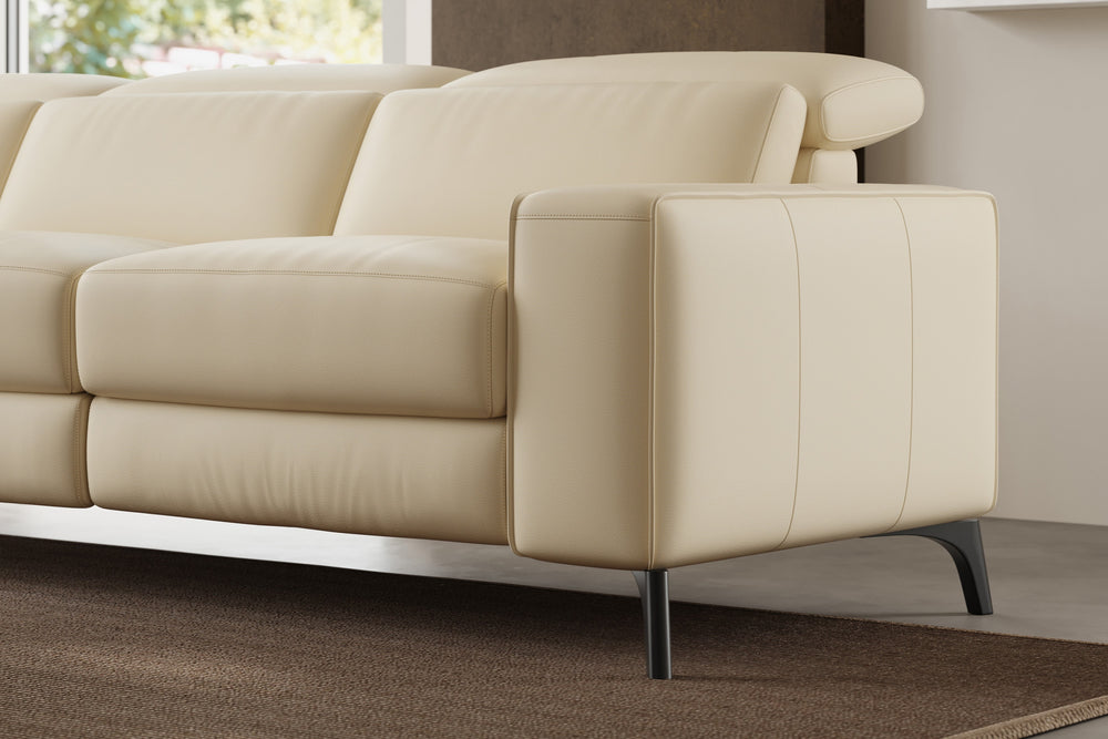 Valencia Esther Top Grain Leather Sofa, Three Seats with Left Chaise, Beige
