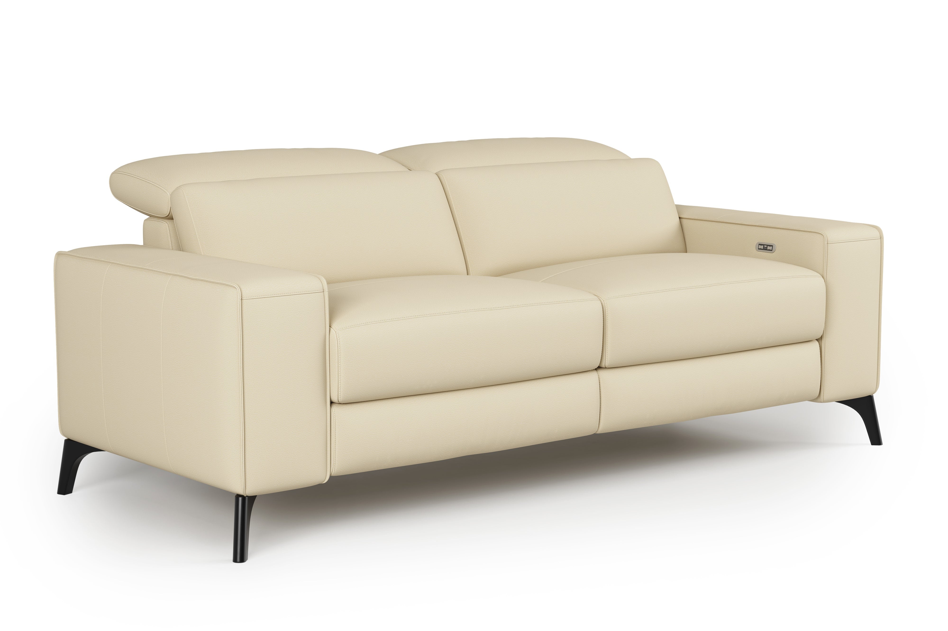 Valencia Esther Top Grain Leather Loveseat Sofa, Beige