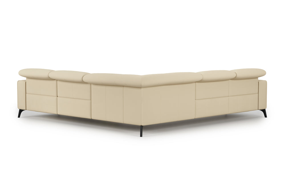 Valencia Esther Top Grain Leather Sofa, L-Shape with Right Chaise, Beige