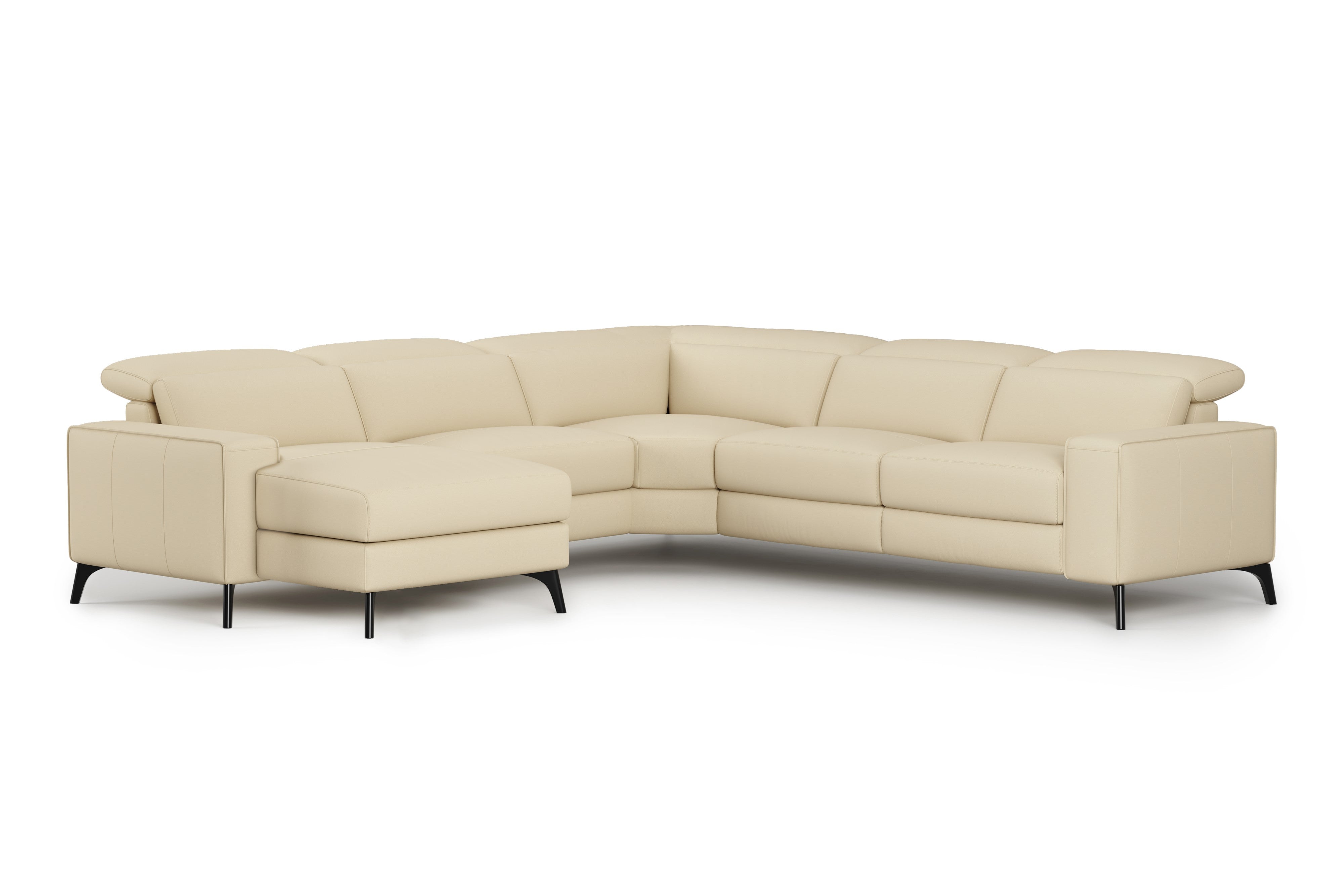 Valencia Esther Top Grain Leather Sofa, L-Shape with Left Chaise, Beige