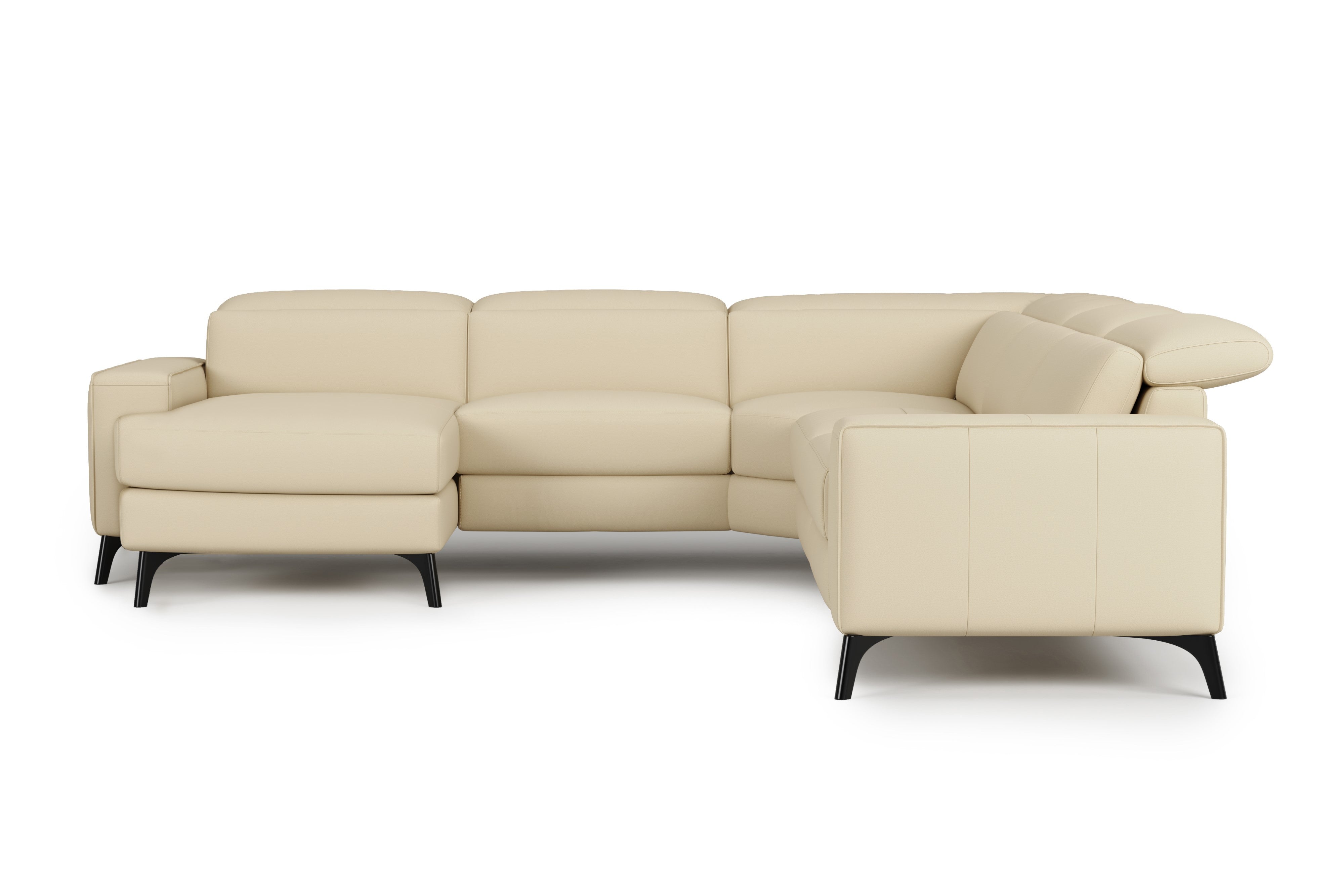 Valencia Esther Top Grain Leather Sofa, L-Shape with Left Chaise, Beige