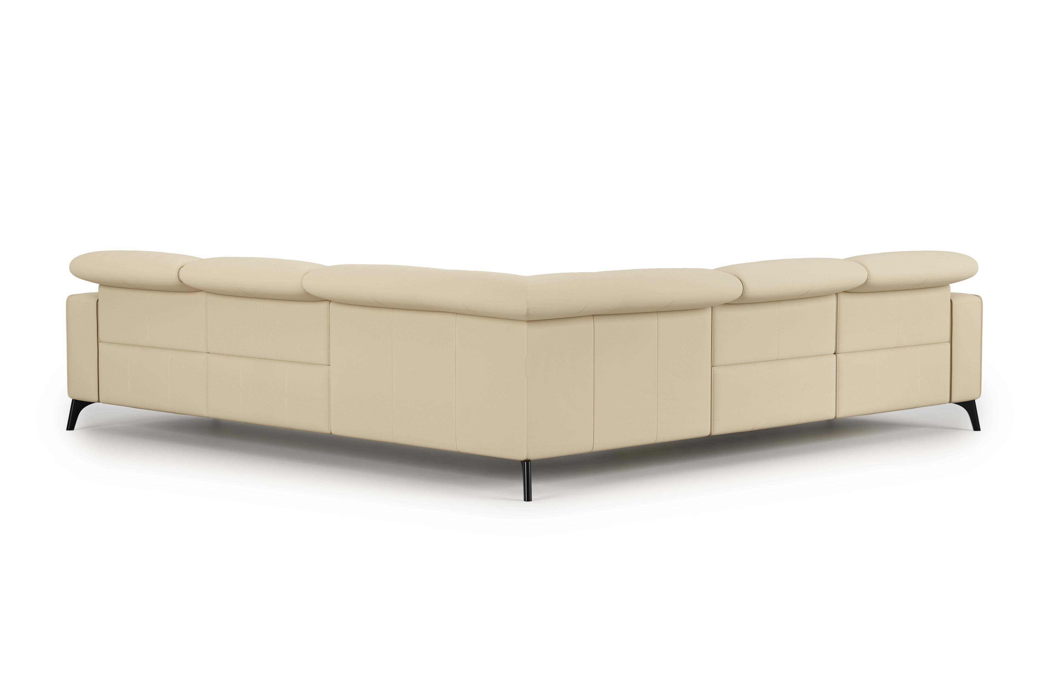 Valencia Esther Top Grain Leather Sofa, L-Shape with Right Chaise, Beige