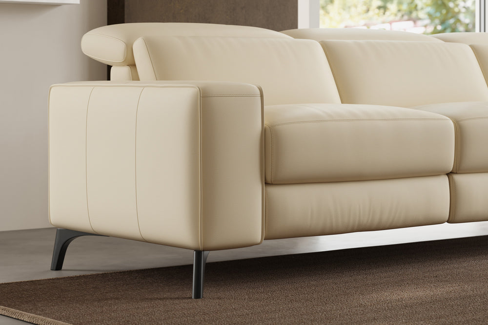 Valencia Esther Top Grain Leather Sofa, L-Shape with Right Chaise, Beige