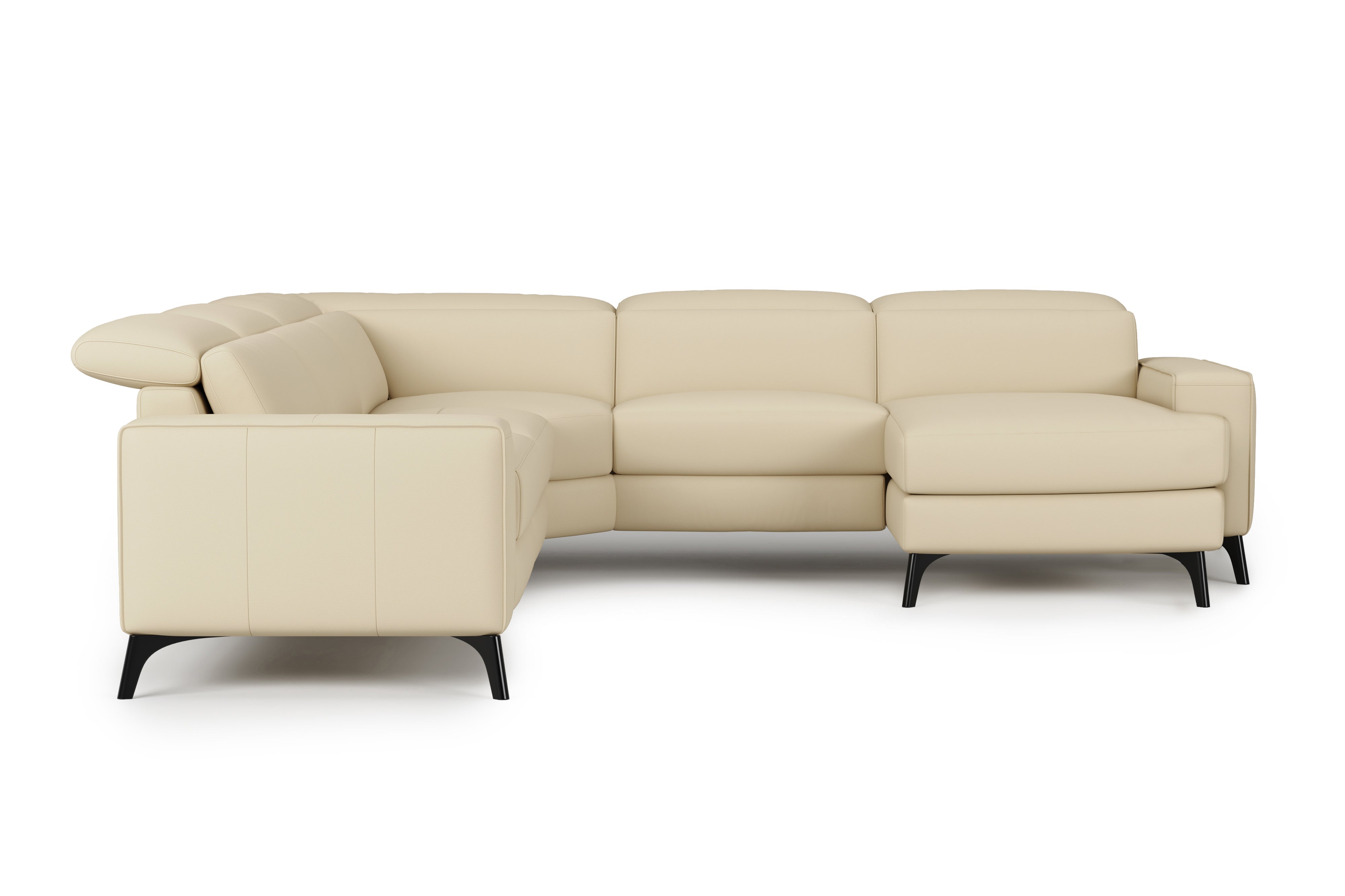 Valencia Esther Top Grain Leather Sofa, L-Shape with Right Chaise, Beige