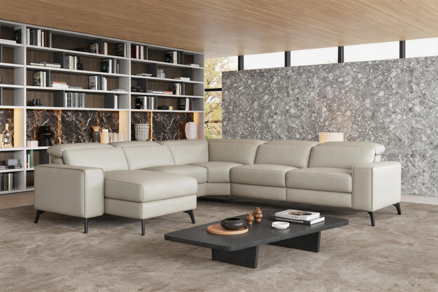 Esther Leather Corner Recliner Sectional Sofa