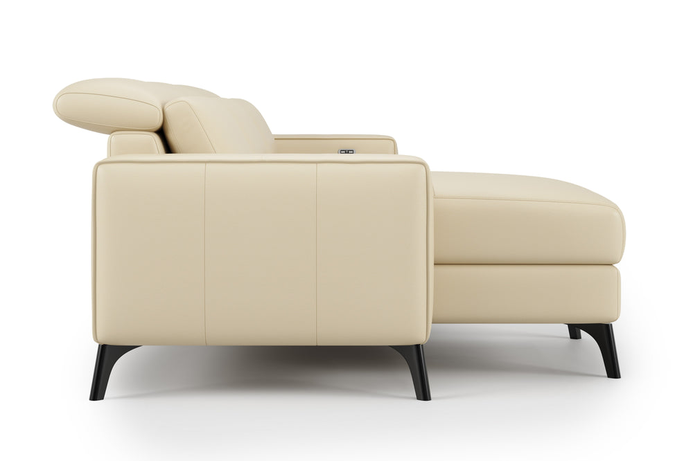 Valencia Esther Top Grain Leather Sofa, Three Seats with Left Chaise, Beige