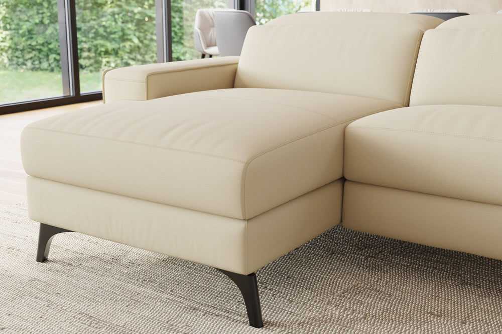 Valencia Esther Top Grain Leather Sofa, Three Seats with Left Chaise, Beige