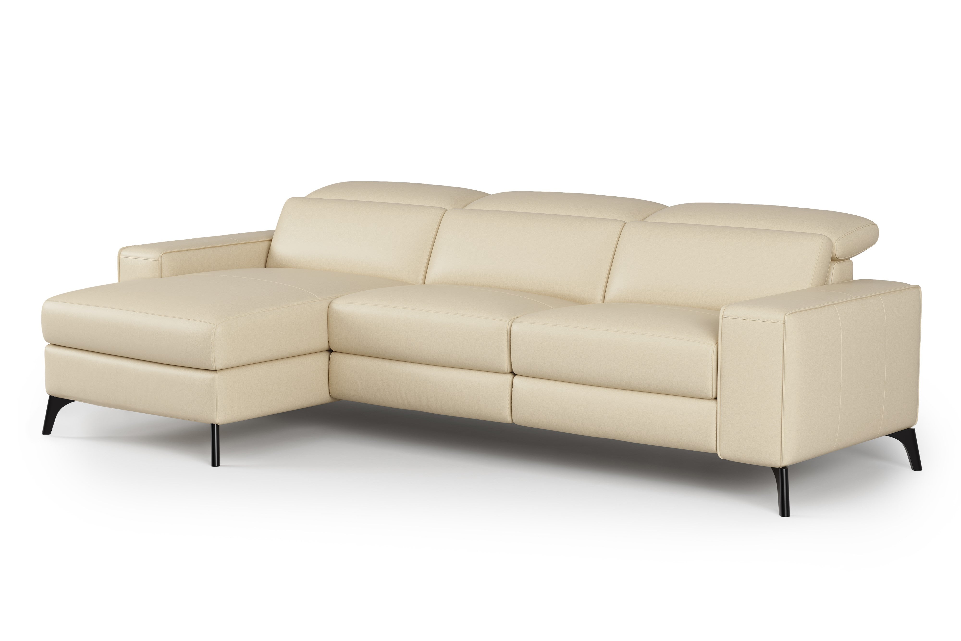 Valencia Esther Top Grain Leather Sofa, Three Seats with Left Chaise, Beige