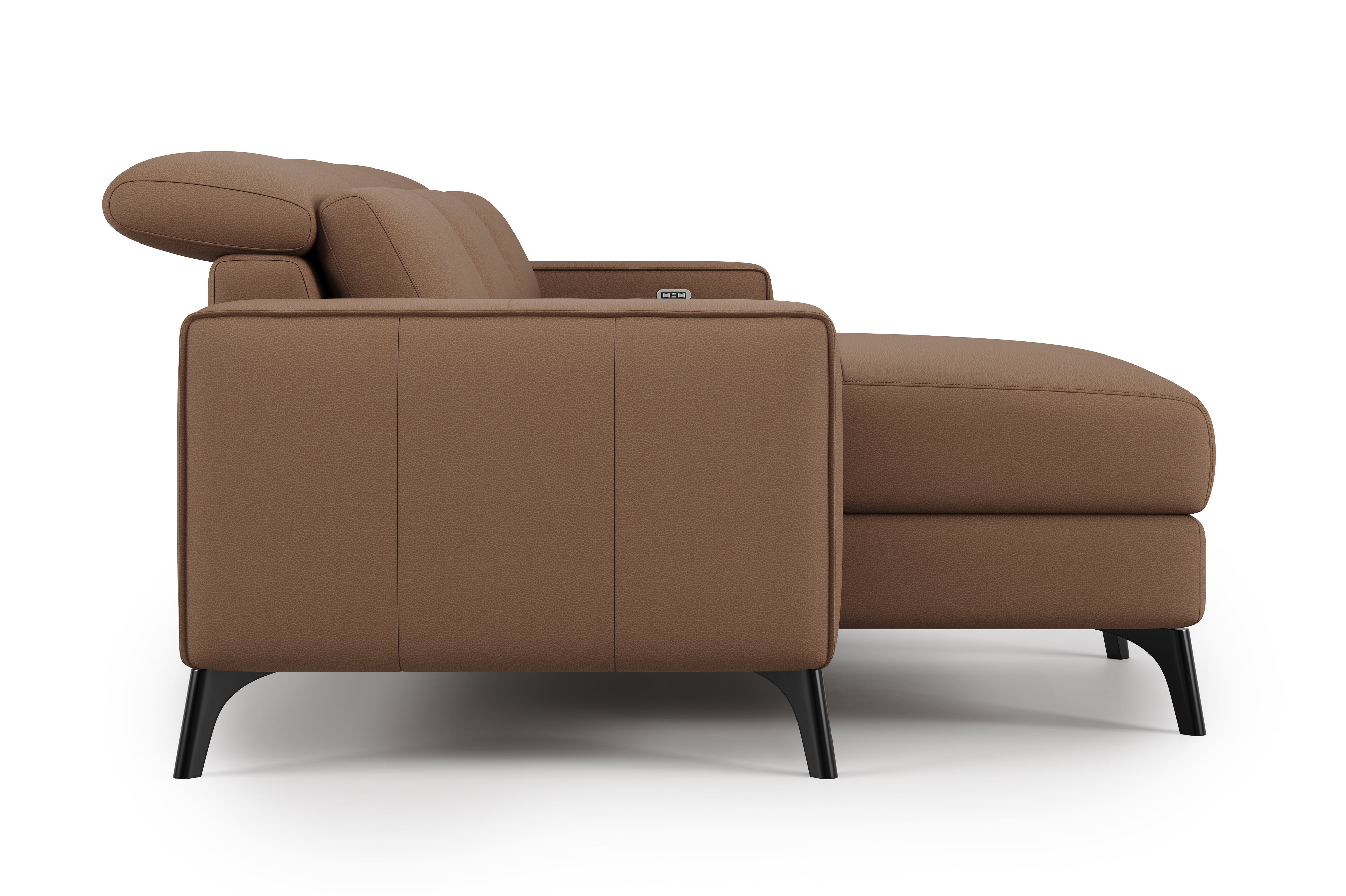 Valencia Esther Top Grain Leather Sofa, Three Seats with Left Chaise, Brown