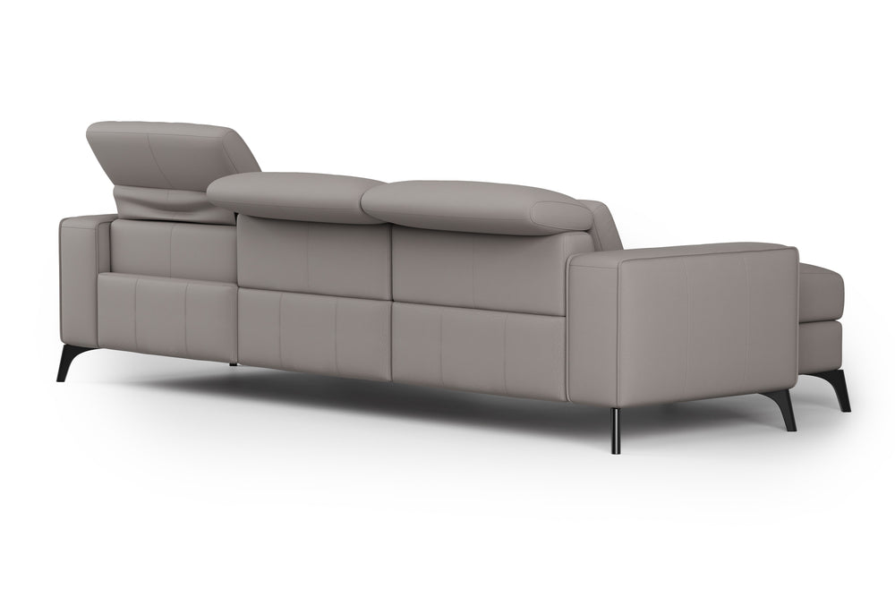 Valencia Esther Top Grain Leather Sofa, Three Seats with Left Chaise, Light Grey