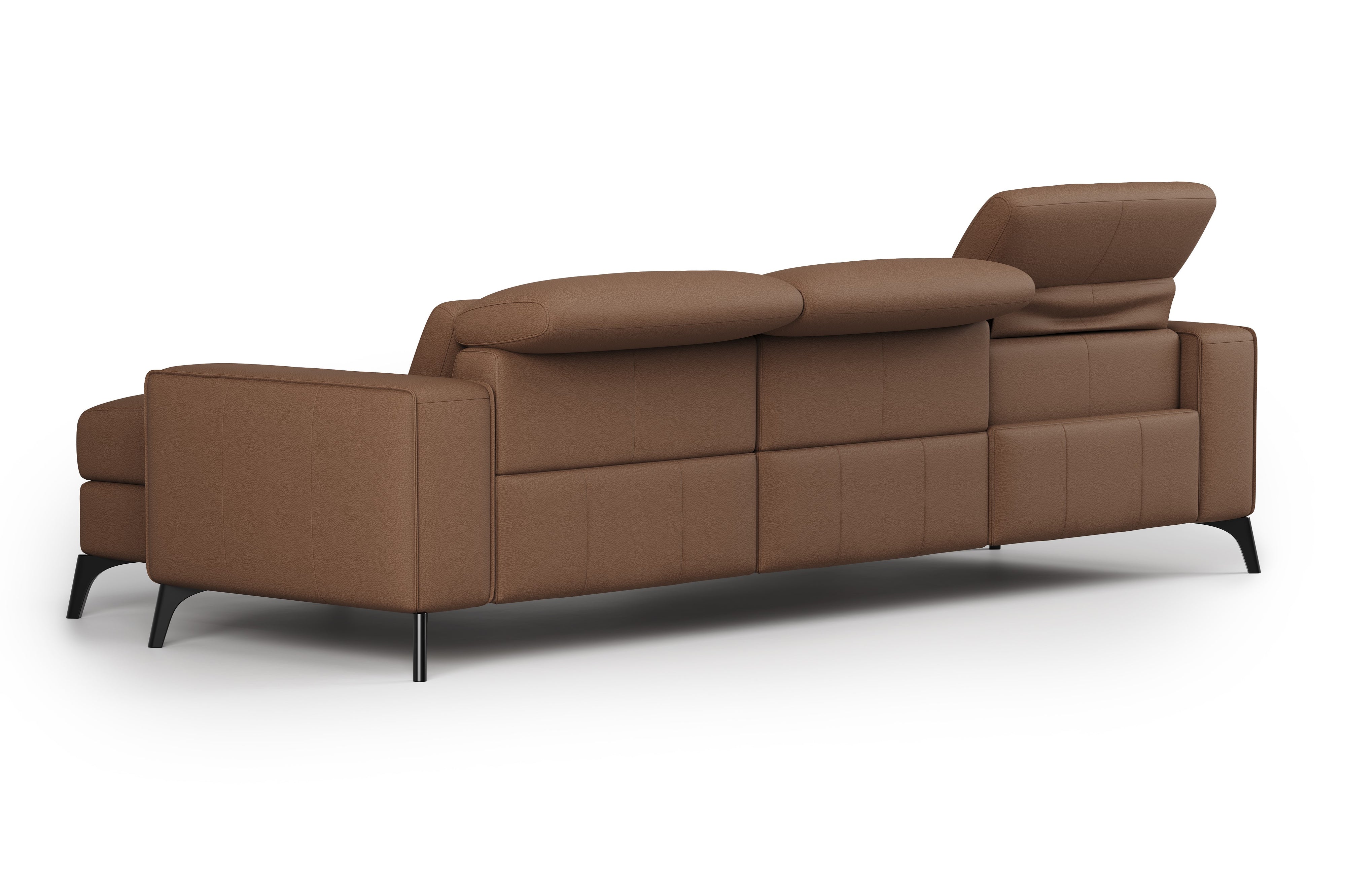 Valencia Esther Top Grain Leather Sofa, Three Seats with Right Chaise, Brown