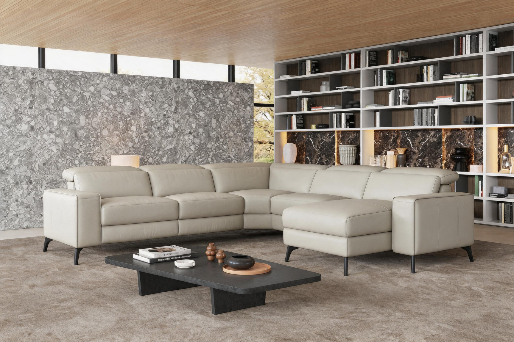 Esther Leather Corner Recliner Sectional Sofa
