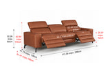 Esther three-seat power reclining sofa dimensions diagram in inches and centimetres