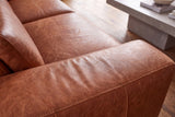 Esther Distressed Italian Aniline Leather Corner Recliner Sectional Sofa