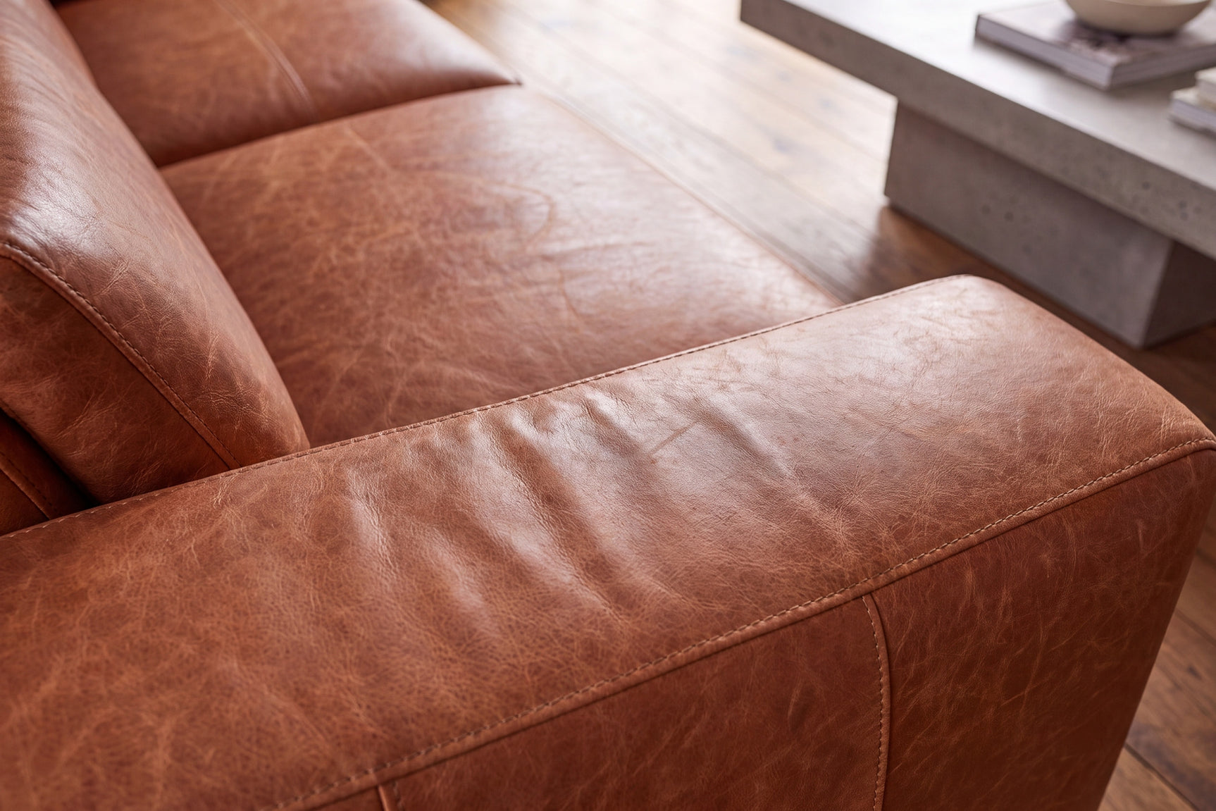 Esther Distressed Italian Aniline Leather Corner Recliner Sectional Sofa