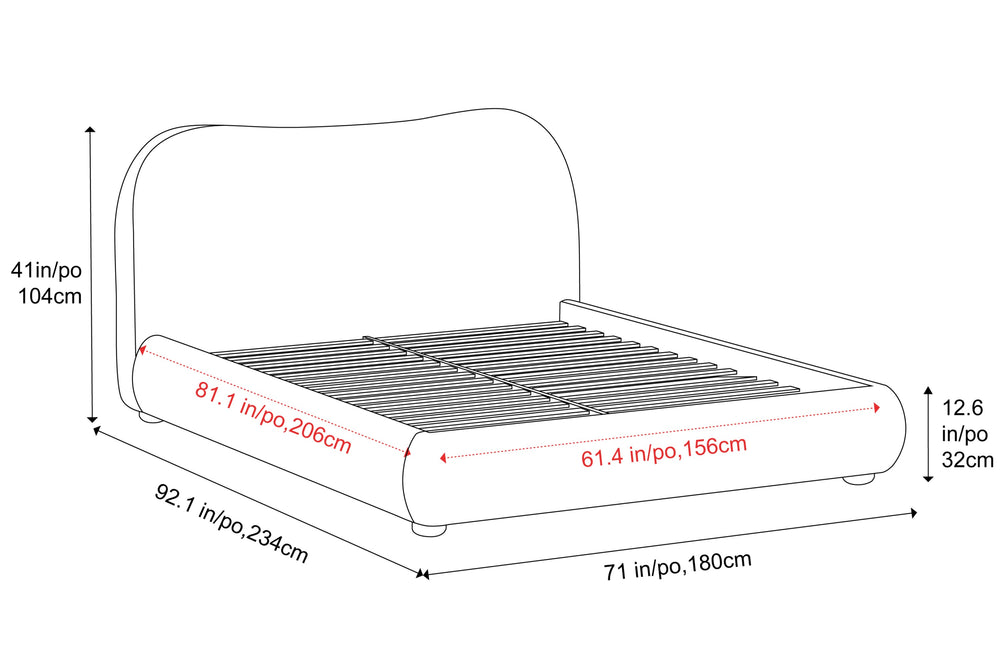 Valencia Etta Upholstered Fabric Queen Bed Frame, Beige