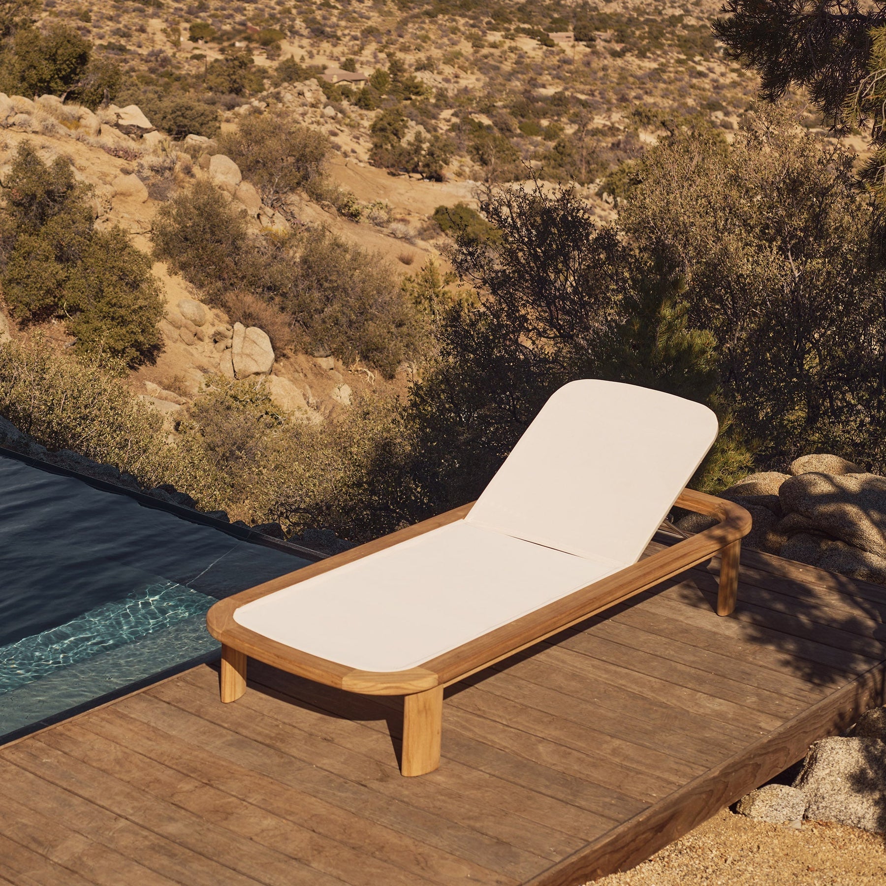 Valencia Eulalie Wood Outdoor Sun Lounge, Natural