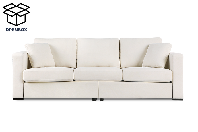 Open Box of Valencia Eva Modern Fabric Three Seats Sofa, Beige Color