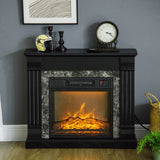 Easton Electric Mantel Wood Surround Freestanding Fireplace Heater with Overheating Protection - Black