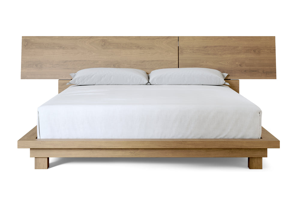 Valencia Faith Wide Headboard Wooden King Size Bed Frame, Ash Veneer