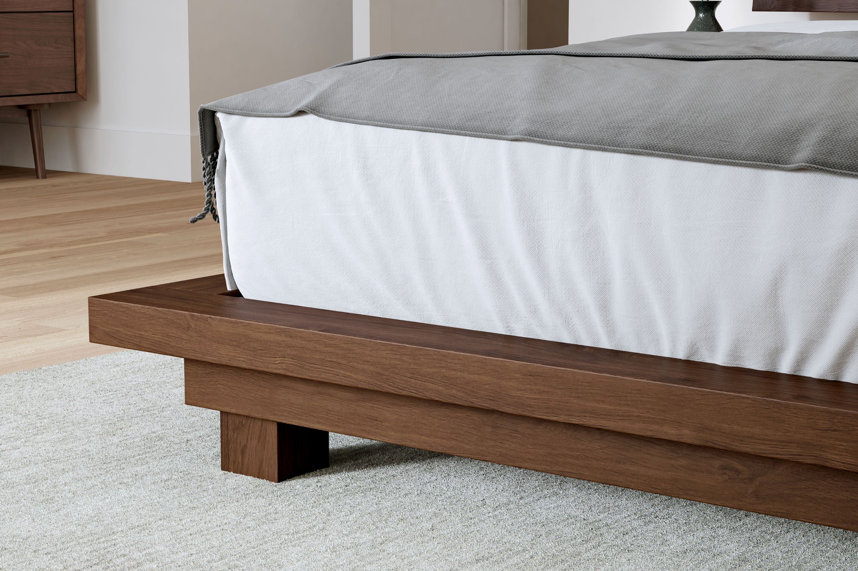 Valencia Faith Wide Headboard Wooden King Size Bed Frame, Walnut