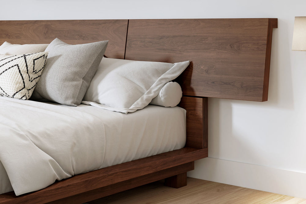 Valencia Faith Wide Headboard Wooden Queen Size Bed Frame, Walnut