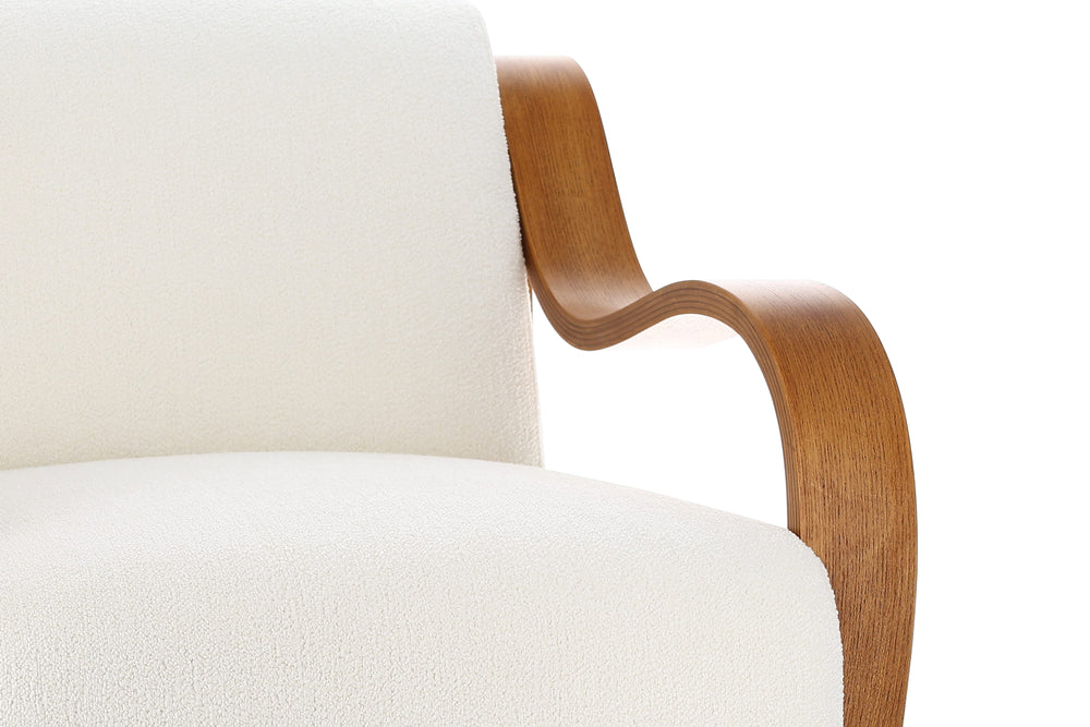 Valencia Alexis Boucle Fabric Accent Chair, Cream Color