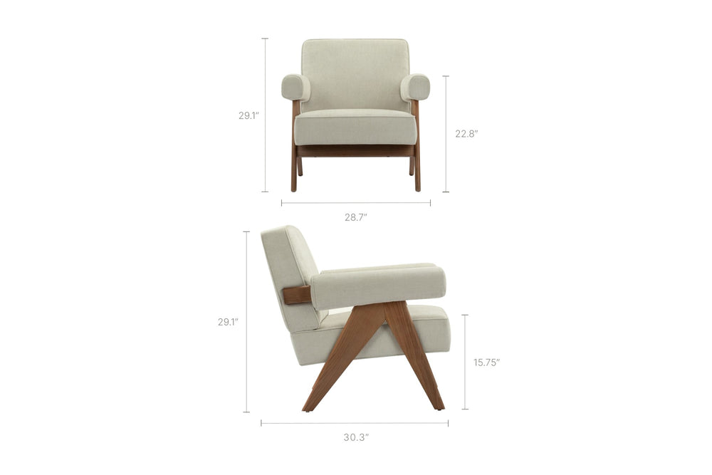Valencia Fern Boucle Fabric Accent Chair, Pebble Color