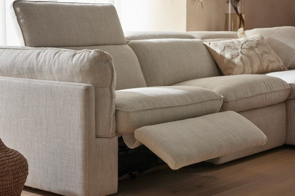 Valencia Fernanda Fabric Modular Sectional Sofa, Three Seats with Right Chaise, Beige