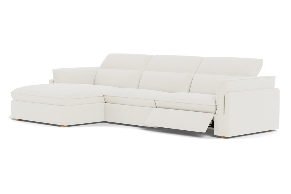 Valencia Fernanda Fabric Modular Sectional Sofa, Three Seats with Left Chaise, White