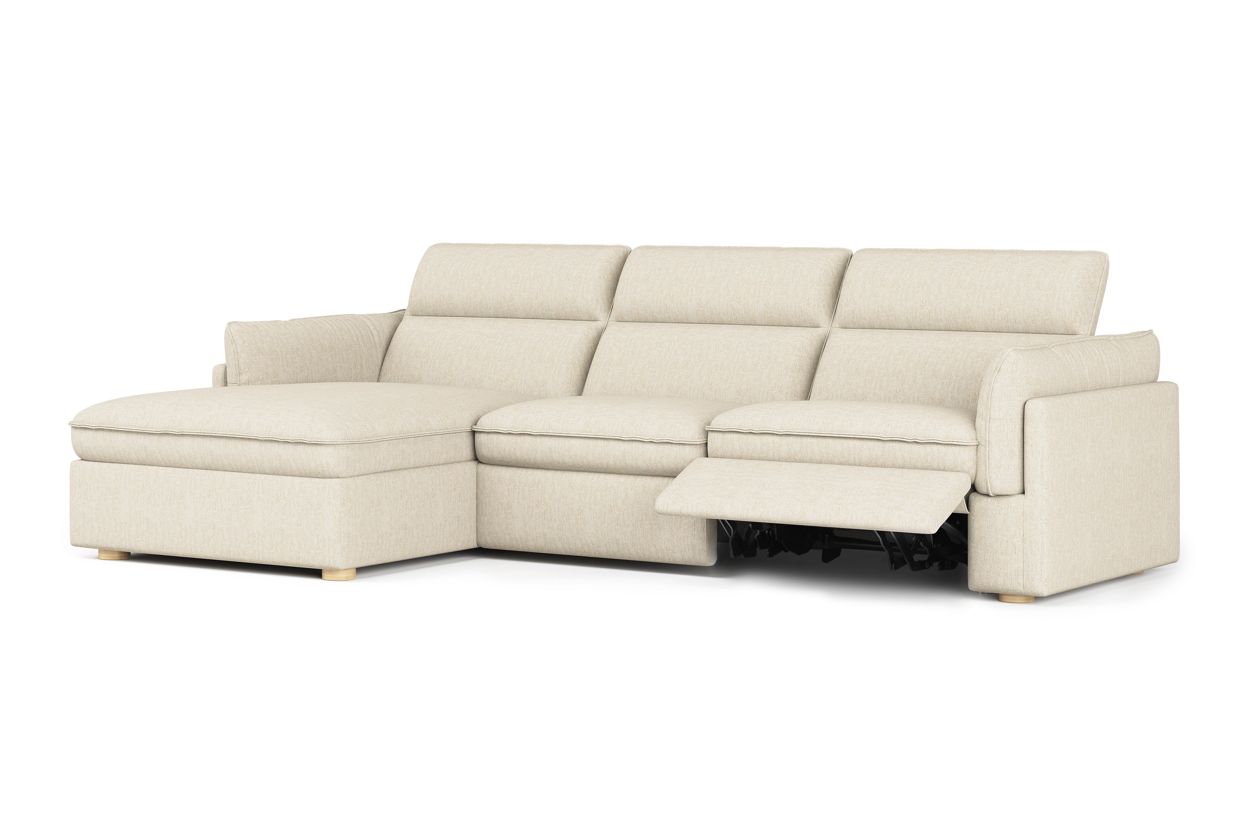 Valencia Fernanda Fabric Modular Sectional Sofa, Three Seats with Left Chaise, Beige