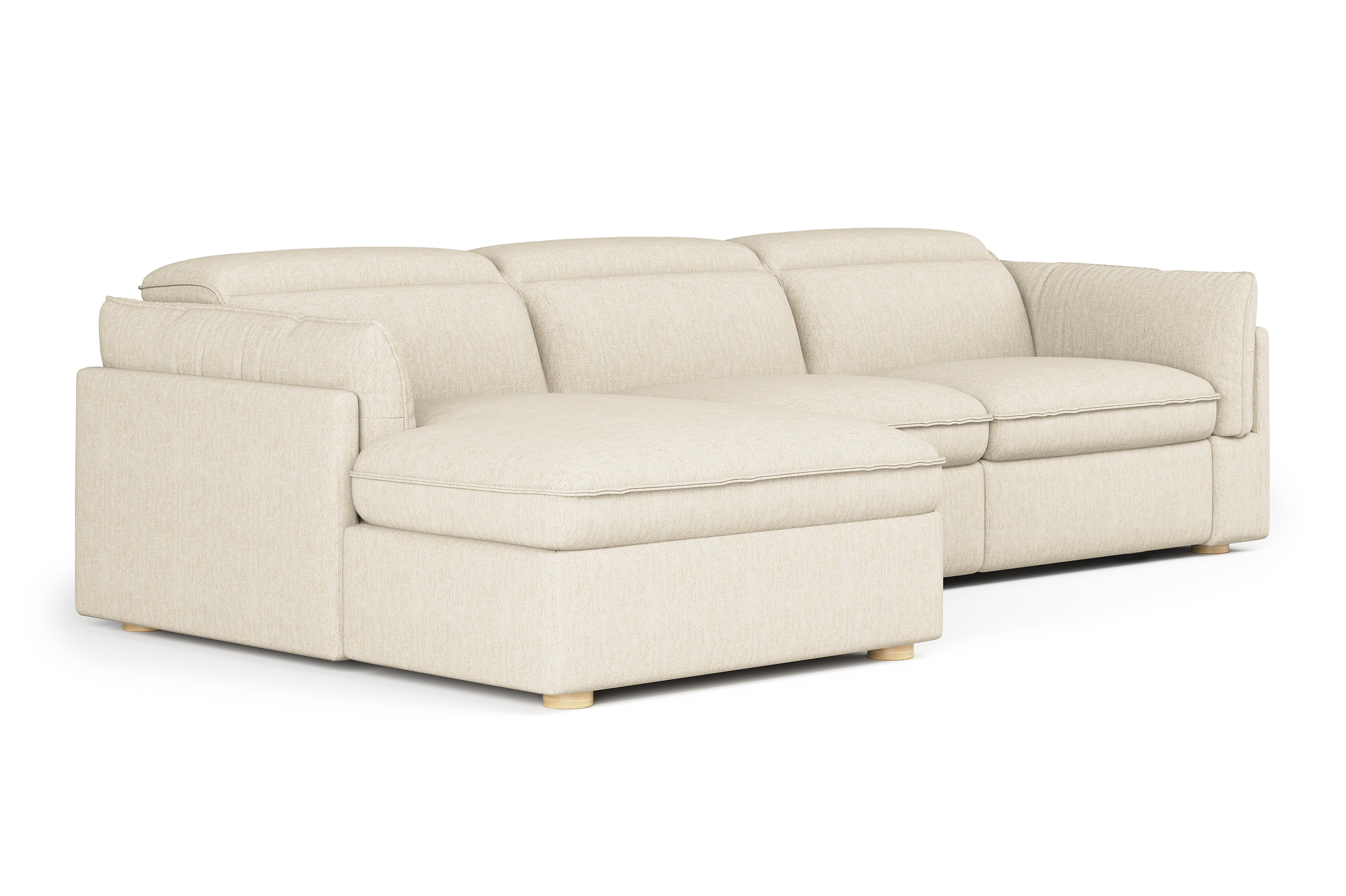 Valencia Fernanda Fabric Modular Sectional Sofa, Three Seats with Left Chaise, Beige