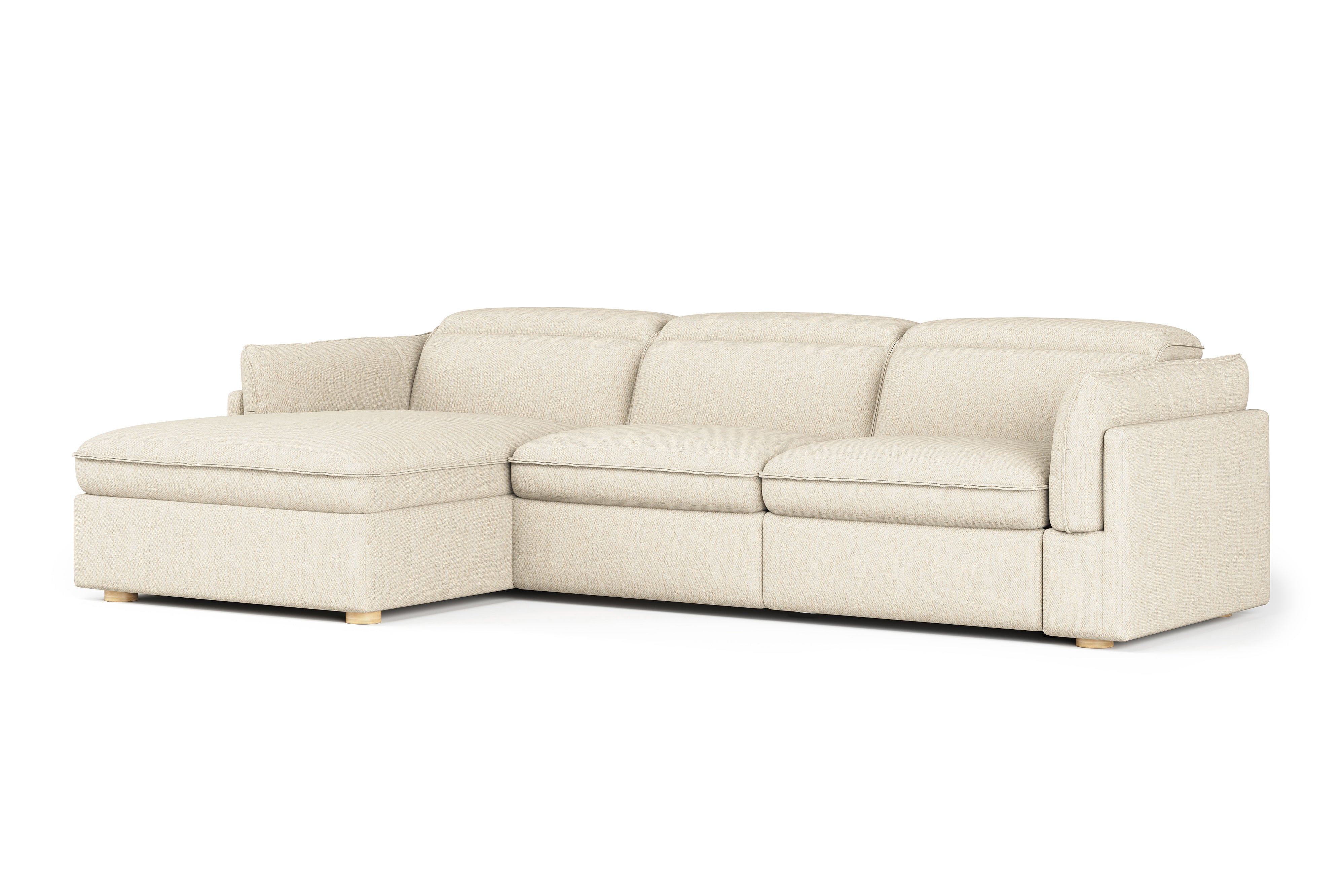 Valencia Fernanda Fabric Modular Sectional Sofa, Three Seats with Left Chaise, Beige