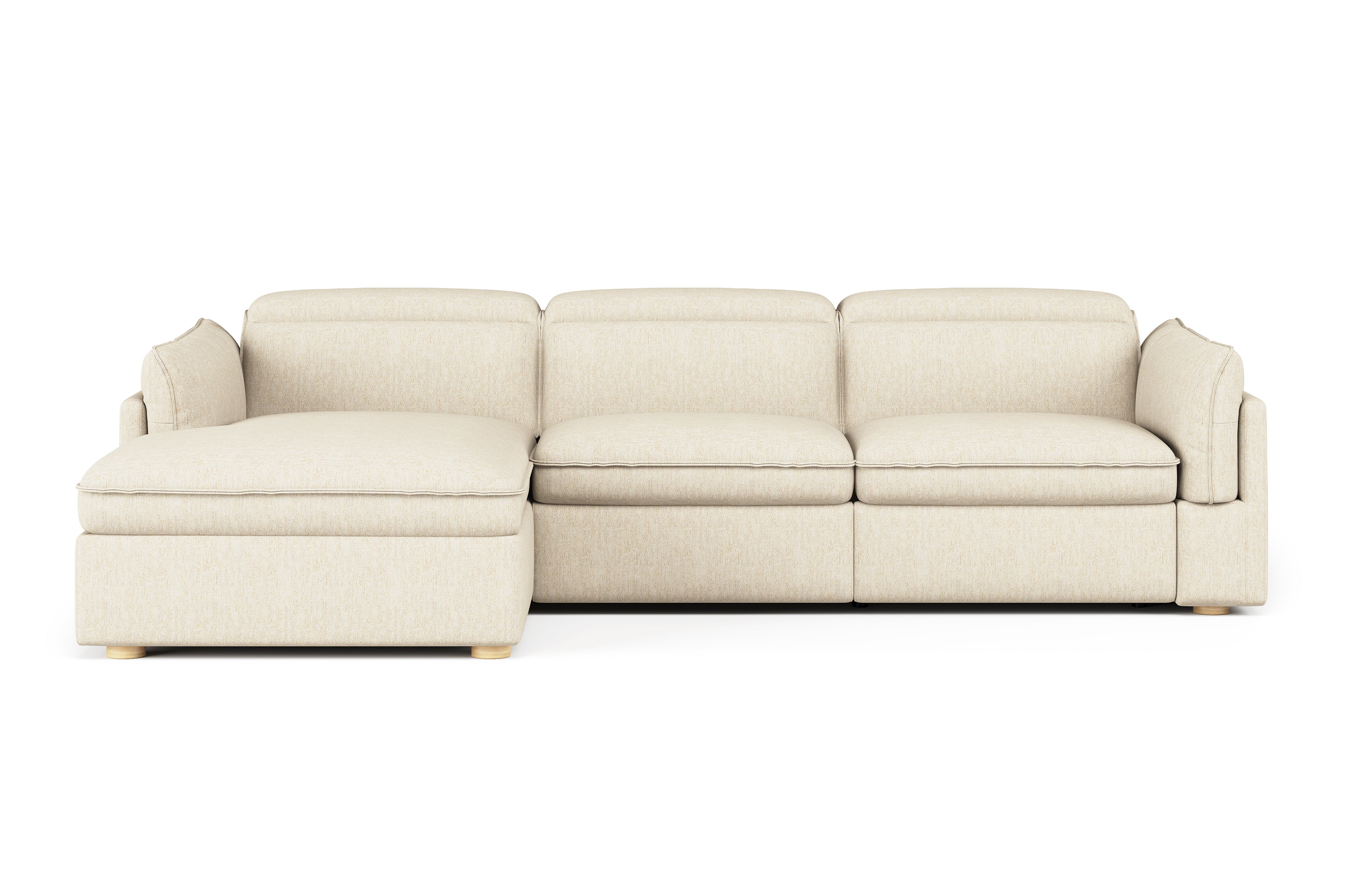 Valencia Fernanda Fabric Modular Sectional Sofa, Three Seats with Left Chaise, Beige