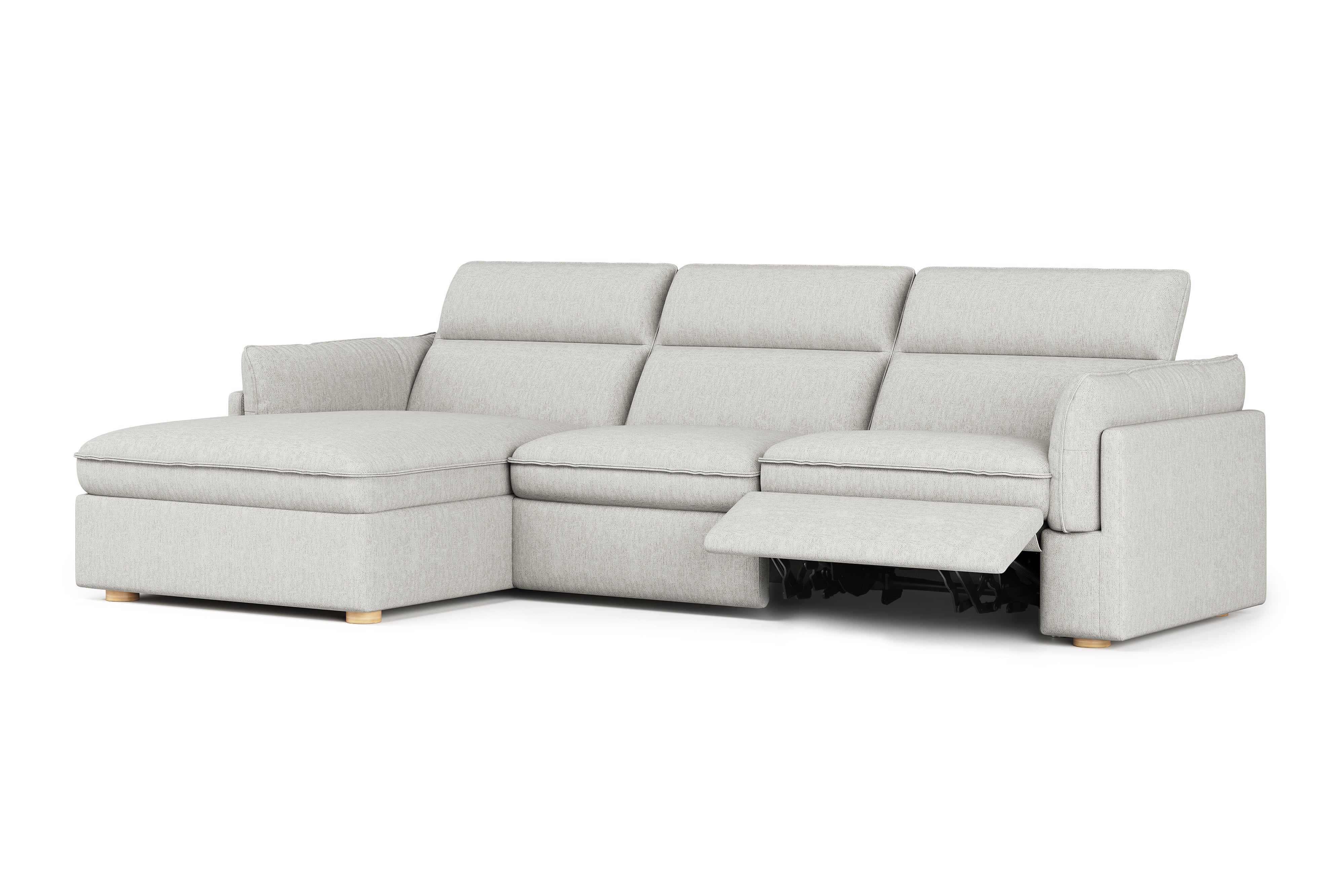 Valencia Fernanda Fabric Modular Sectional Sofa, Three Seats with Left Chaise, Light Grey