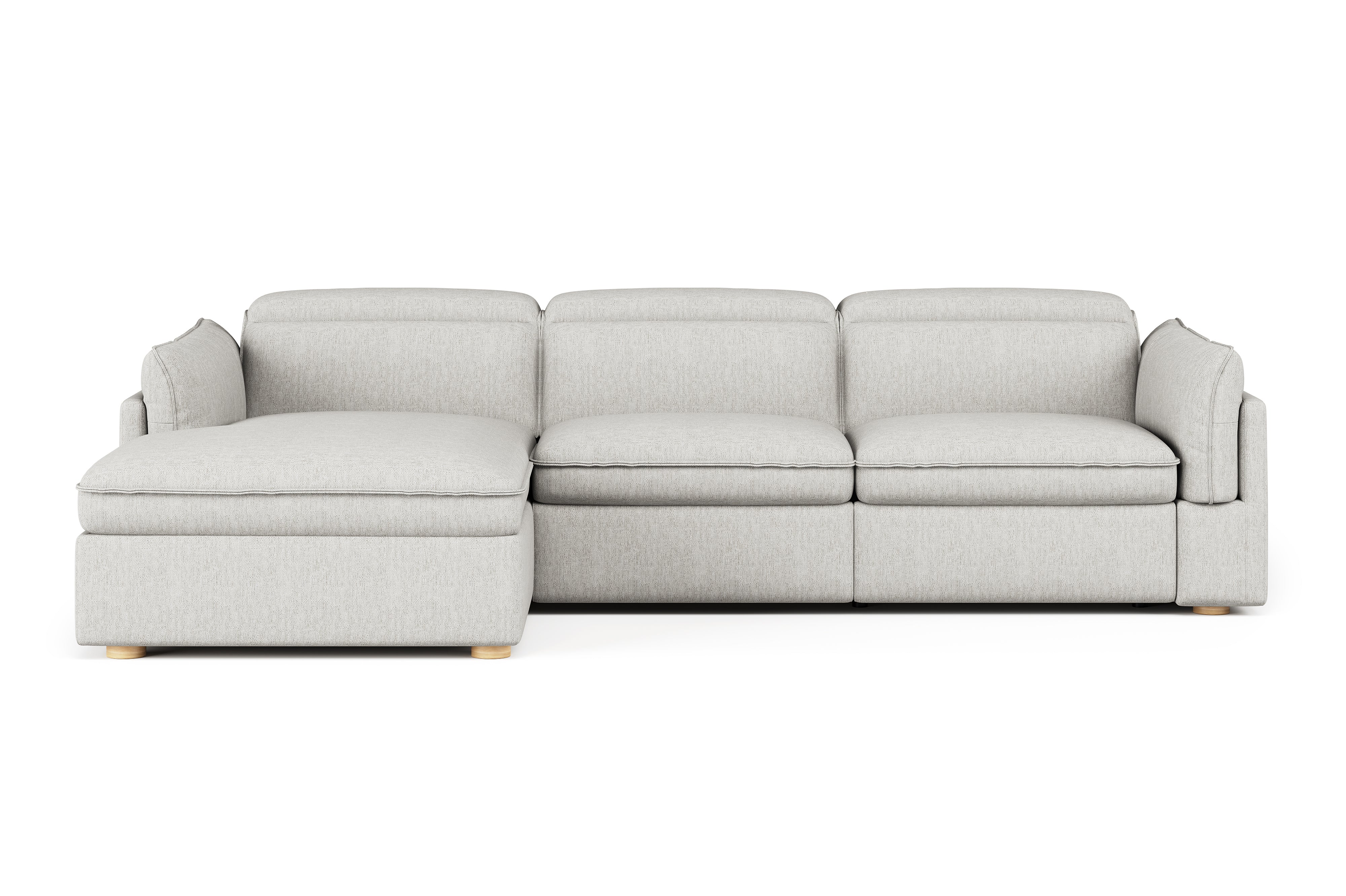 Valencia Fernanda Fabric Modular Sectional Sofa, Three Seats with Left Chaise, Light Grey