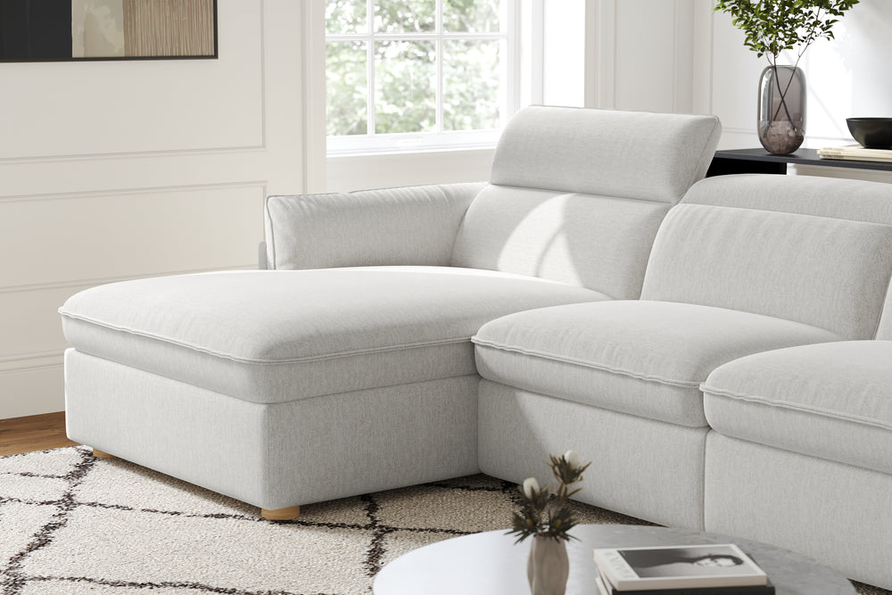 Valencia Fernanda Fabric Modular Sectional Sofa, Three Seats with Left Chaise, Light Grey