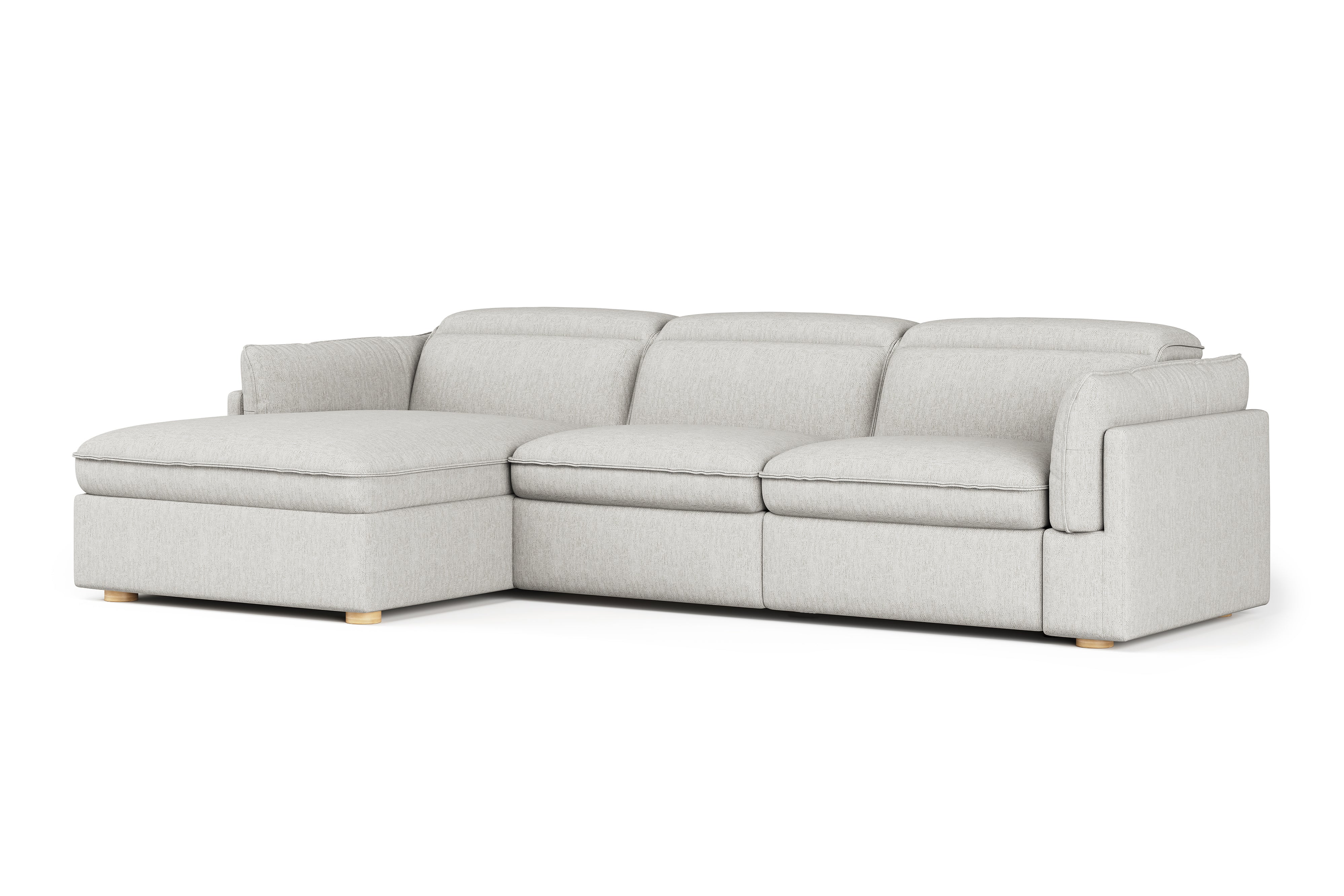 Valencia Fernanda Fabric Modular Sectional Sofa, Three Seats with Left Chaise, Light Grey