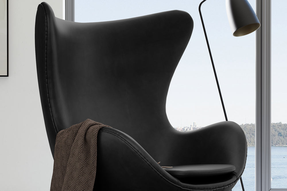 Valencia Finola Top Grain Leather Accent Chair, Black Color