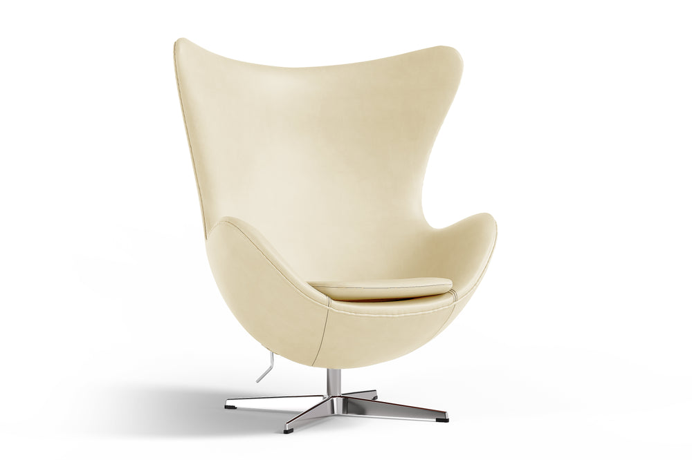 Valencia Finola Top Grain Leather Accent Chair, Cream Color