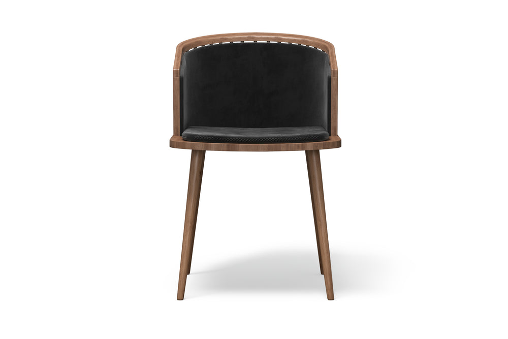 Valencia Fiorella Oak Wood Frame Leather Dining Chair, Walnut