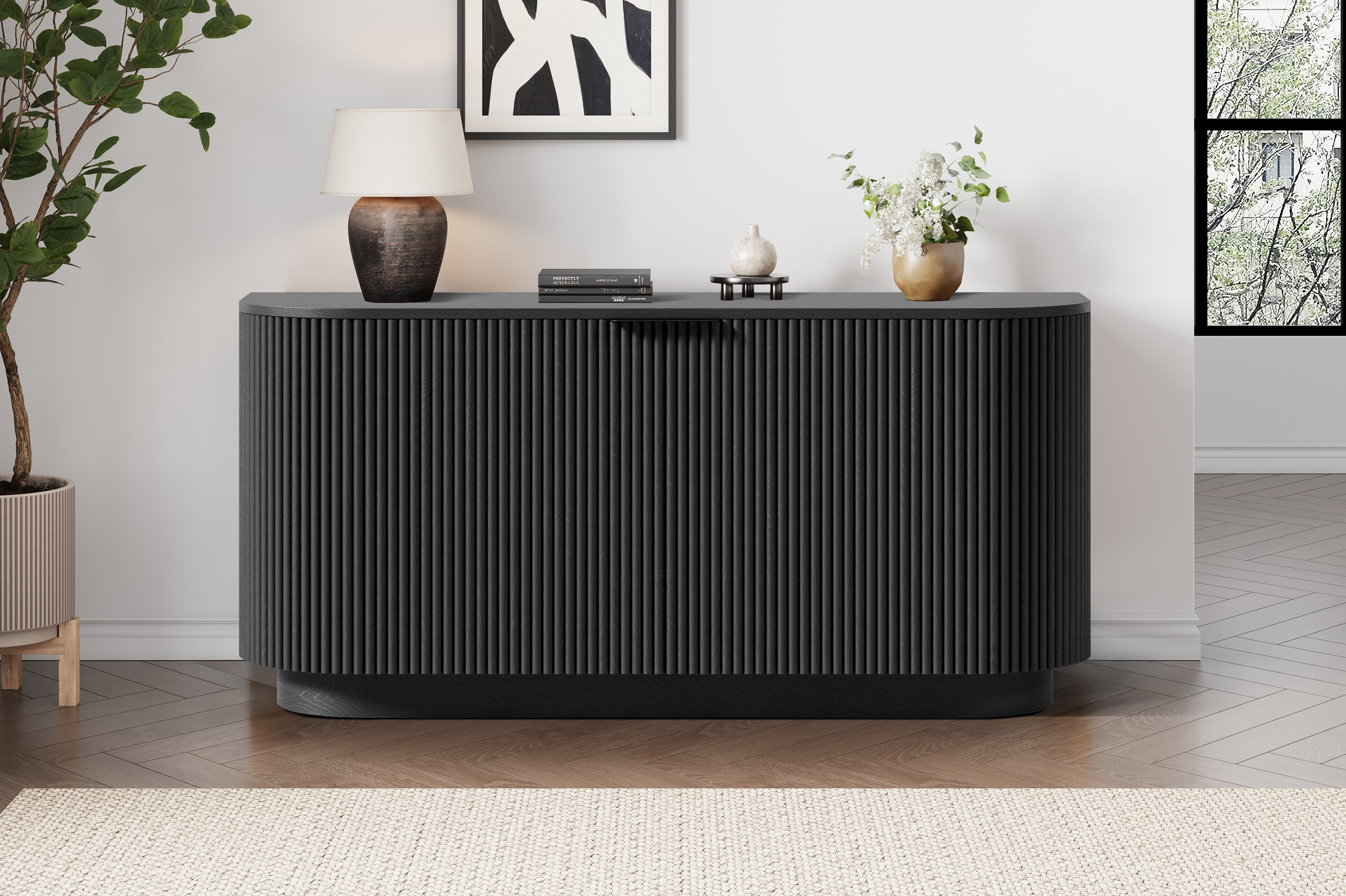 Valencia Flutra Wood Sideboard, Black