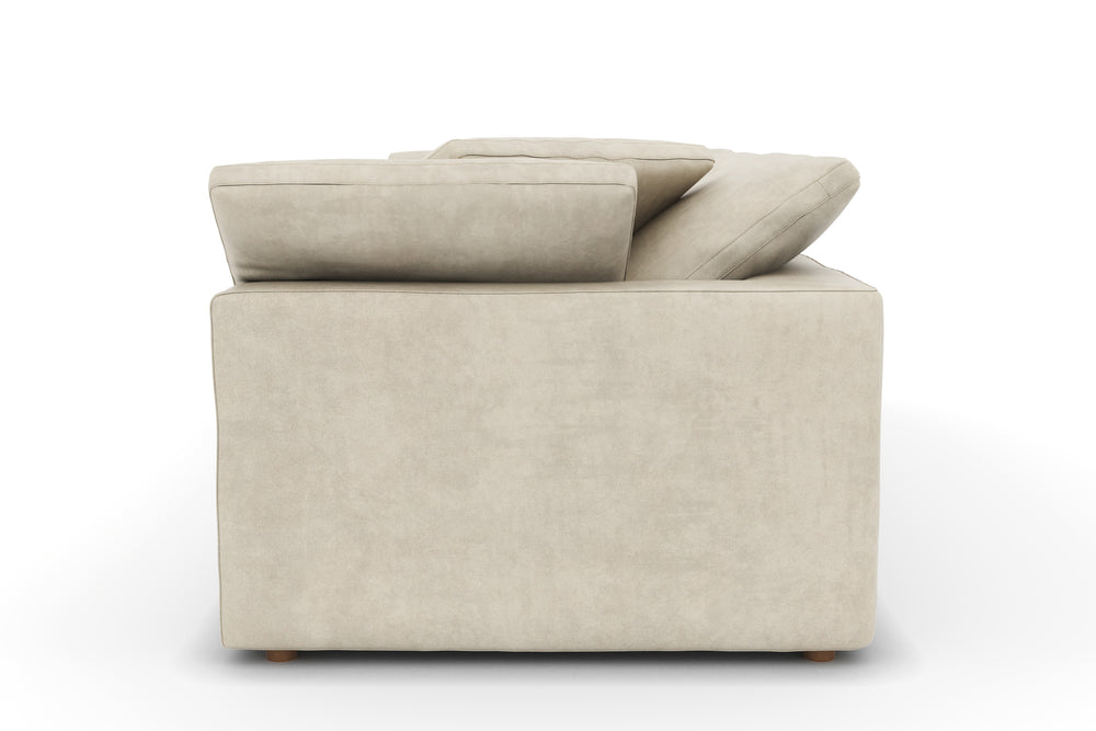 Valencia Isola Premium Alcantara Leather Three Seats Sofa, Beige Color