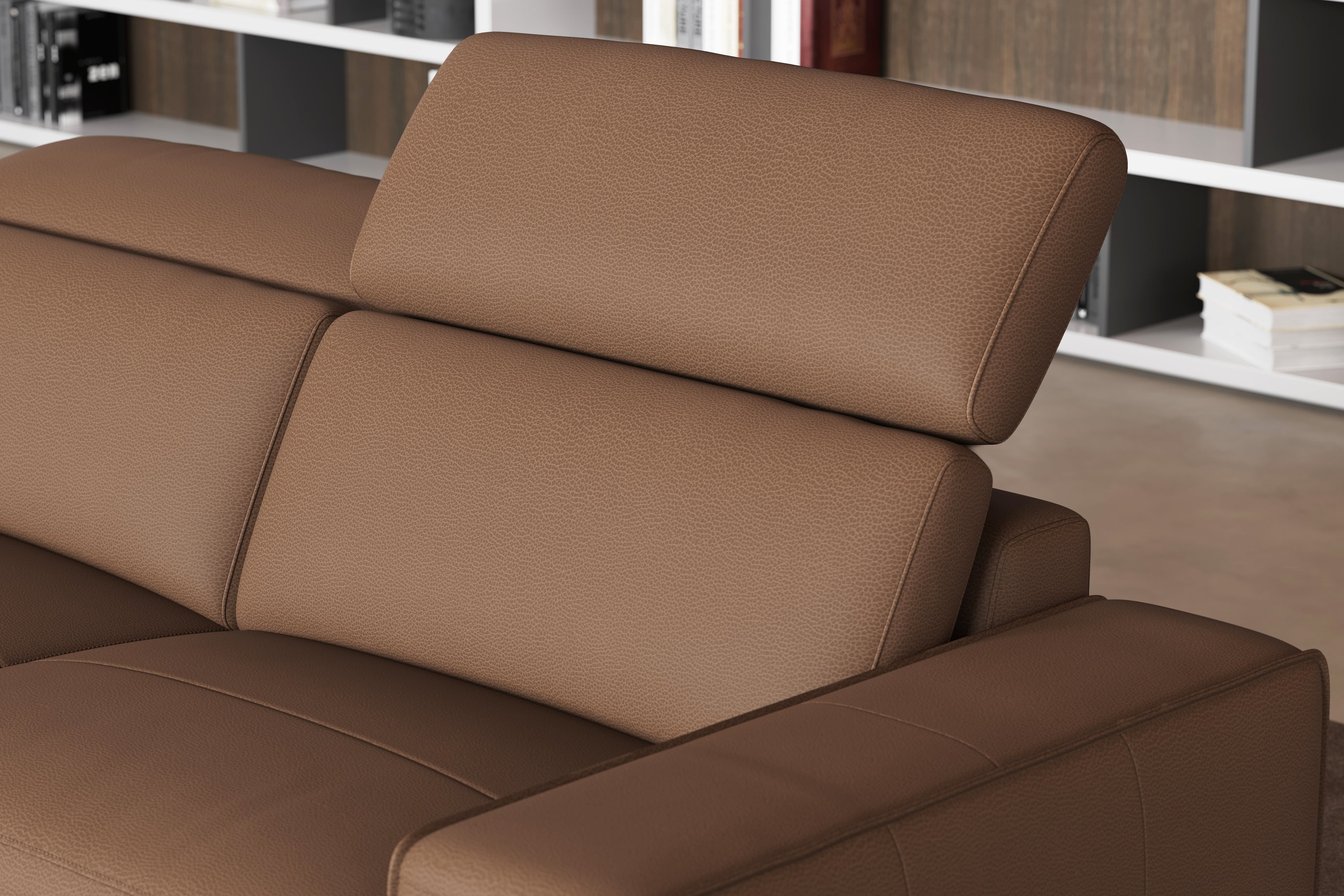 Valencia Esther Top Grain Leather Three Seats with Double Recliners Sofa, Brown