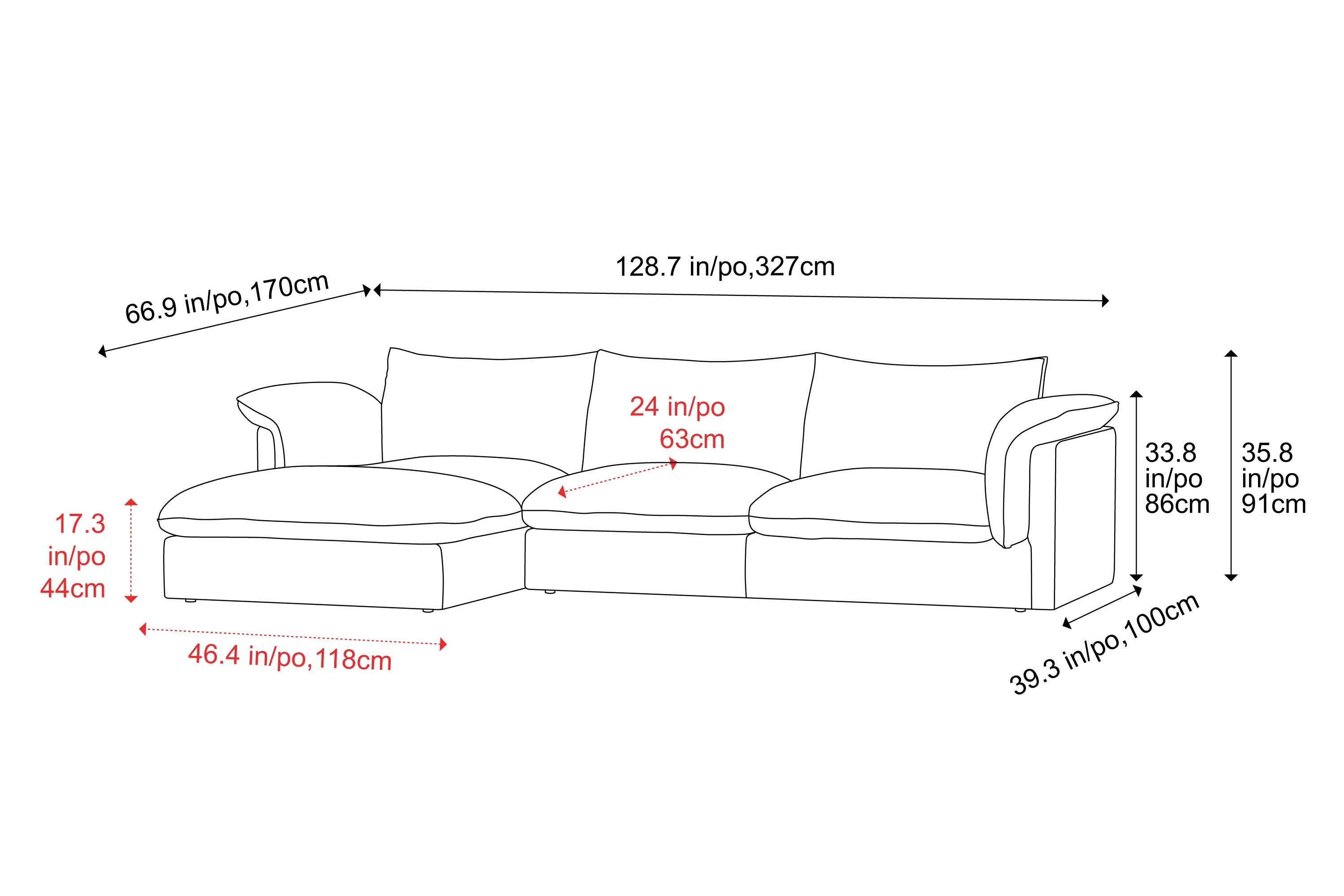 Valencia Frederick Fabric Modular Sofa, Three Seats With Left Chaise, Beige